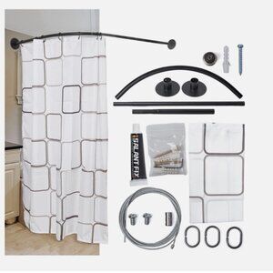 NEW Bolt Dropper Clawfoot Tub Shower Rod Elegant Steel Curtain Rod for Bathroom